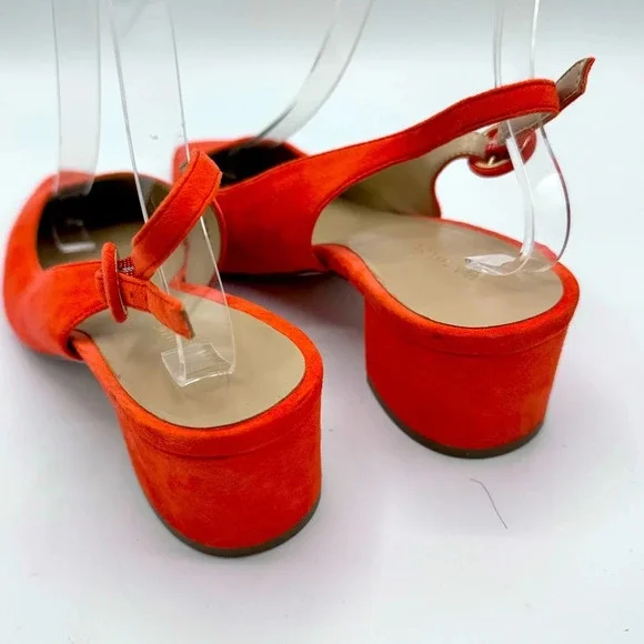 Ann Taylor Sling Backs with chunky heel size 7.5 orange in color - Picture 4 of 8